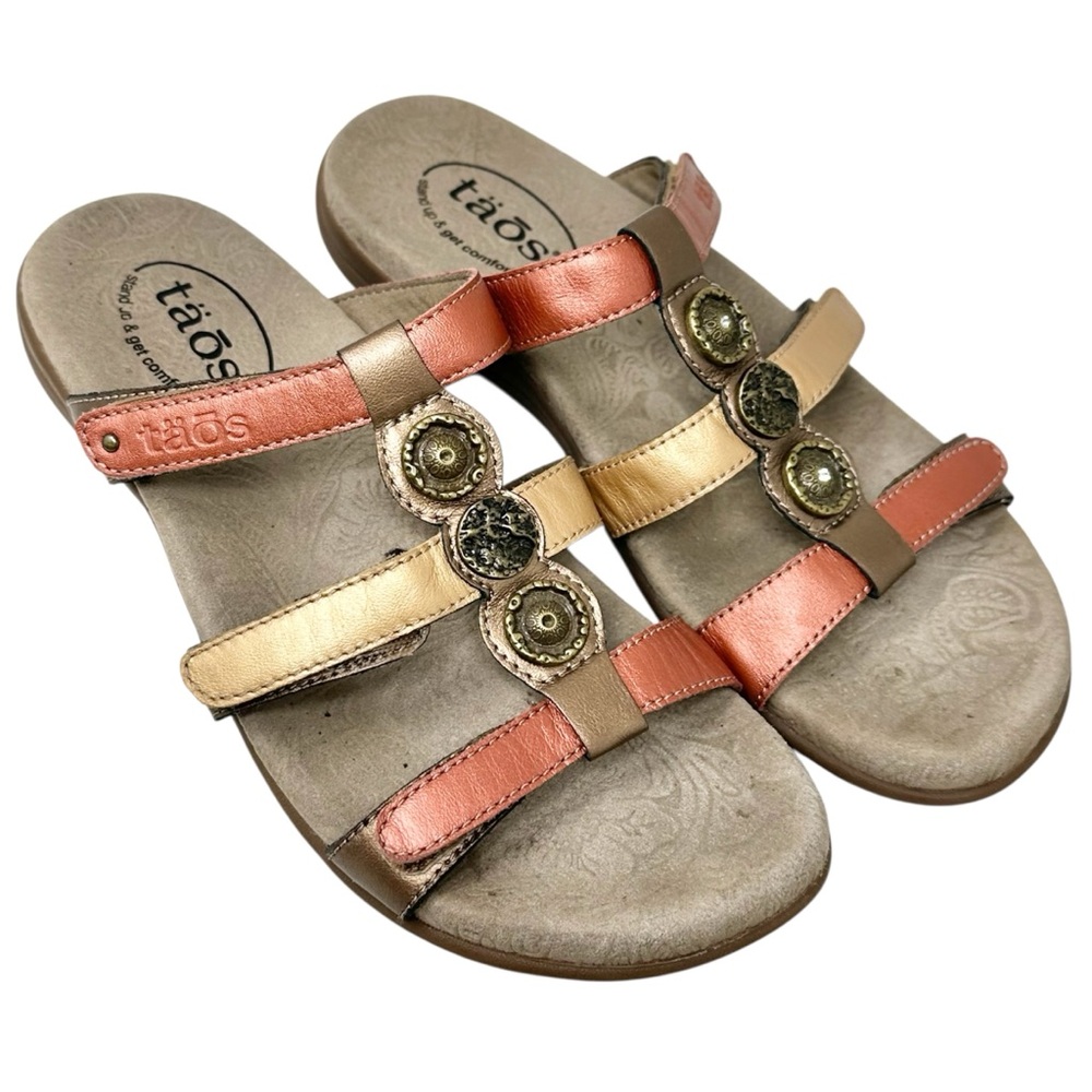 Taos Prize 4 Copper Multi Leather Strappy Sandal Womens 7